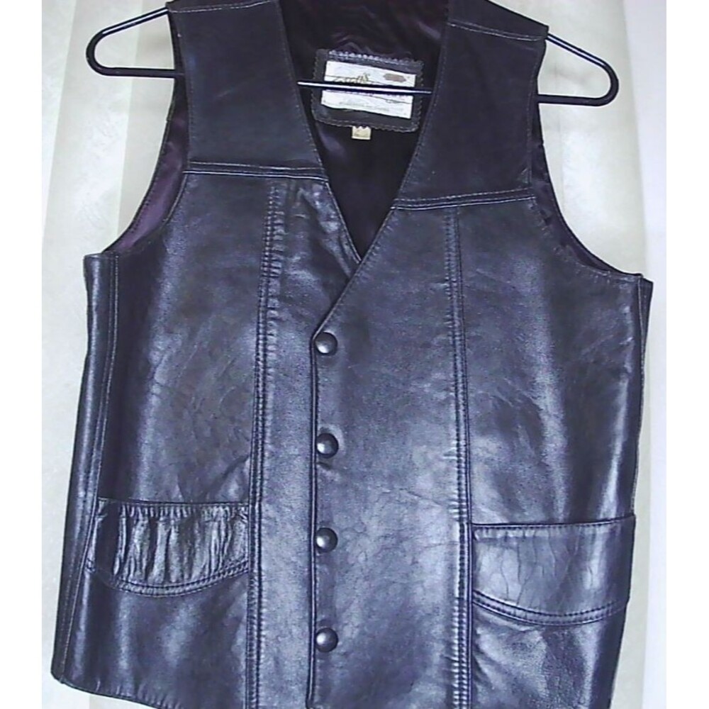 Vtg Trego's Westwear Black Leather Vest Size 42